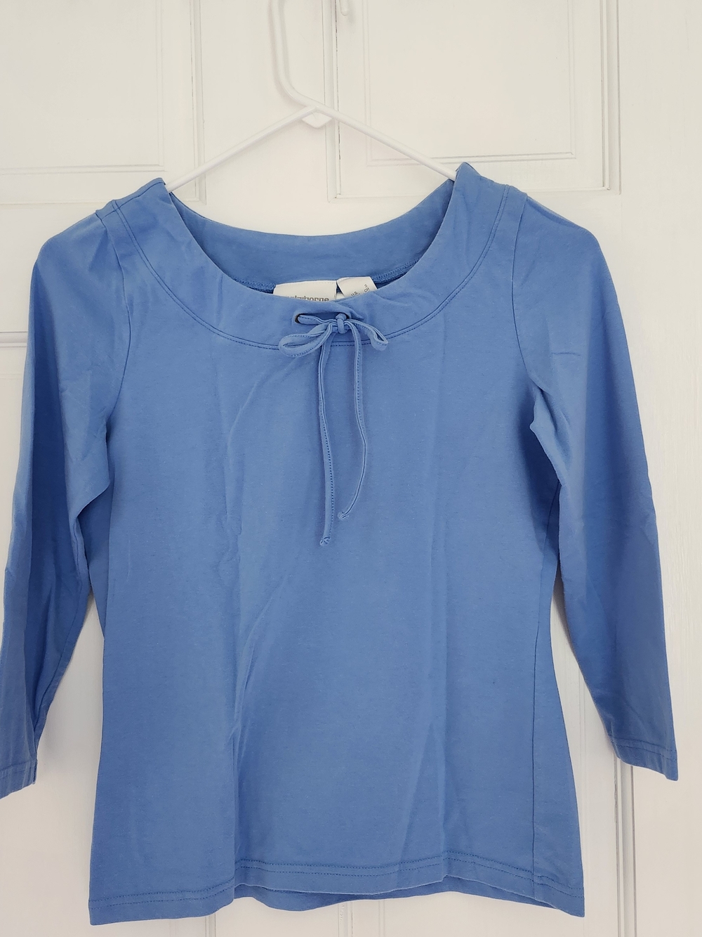 Liz Claiborne Periwinkle Tie-Front Cotton Top